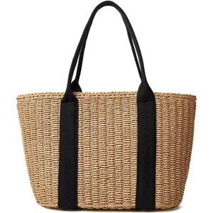 Women Straw Bags Summer Beach Large Tote Bag Handmade Woven Shoulder Crossbody‎